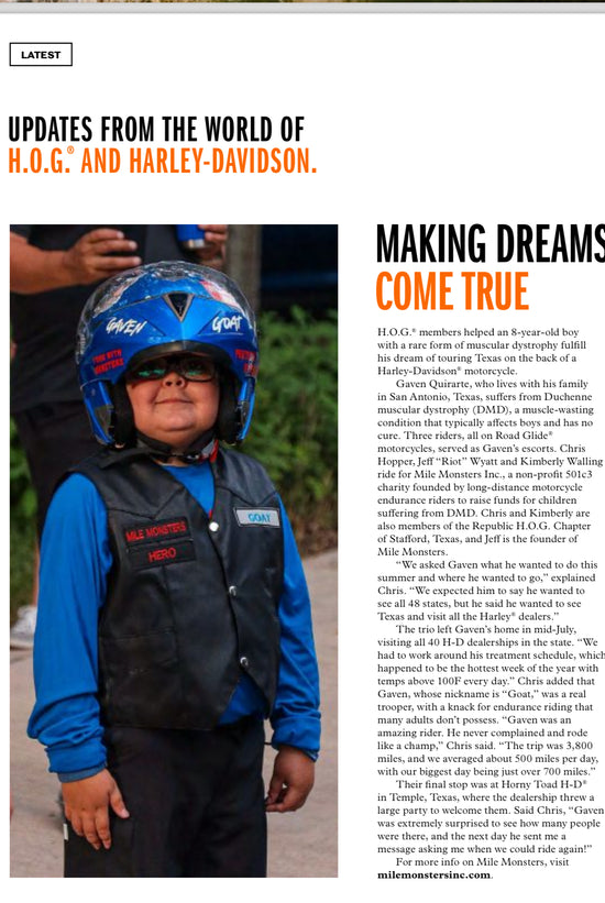 GAVEN Featured on Harley Davison's Official Magazine 